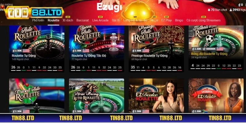 Roulette được chia thành khu vực trong và ngoài để phân loại các hình thức